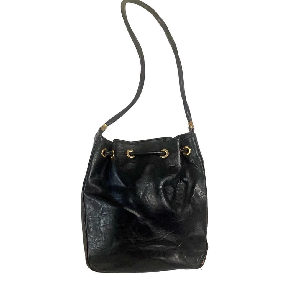 Mondani Black Leather Bucket Bag